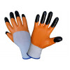 Превью к основной картинке товара «Перчатки нейлоновые оранж с черн, син. пальцами»