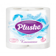 Туалетная бумага PLUSHE Deluxe Light 3сл 15м Классическая белый (4шт)