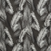 Обои 1,06х10,05м Solo/Fiji листья серебр. на черном фоне