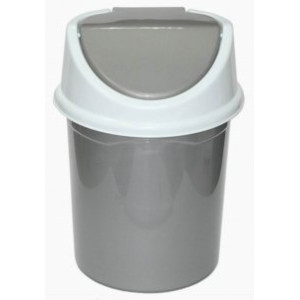 Контейнер для мусора 4л перекидн верх овал серо/бел (040458)