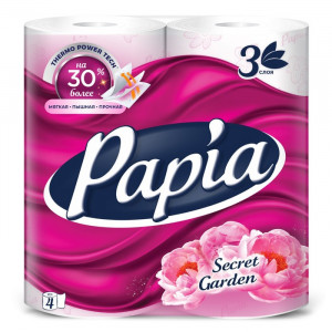 Туалетная бумага PAPIA 3сл Таинственный сад (4шт)