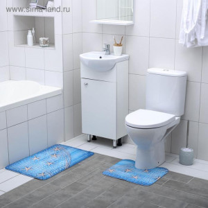 Набор ковриков для ванны и туалета "Морские звезды" 2 шт 45х75см