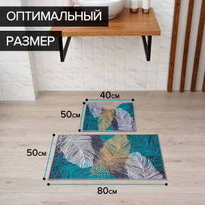 Набор ковриков для ванны и туалета "Перышки" 2 шт 50х80, 45х50см серый