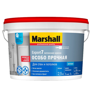 Краска ВД Marshall Export-7 для стен и потолков глубокомат. база BW 0,9л