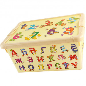 Ящик для игрушек Буквы, цифры 12,5л беж.