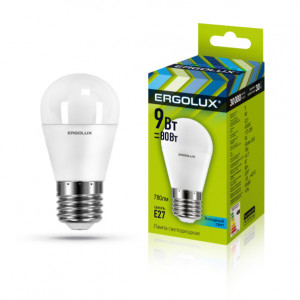 Лампа светодиодная Ergolux LED-G45-9W-E27-6K ЛОН