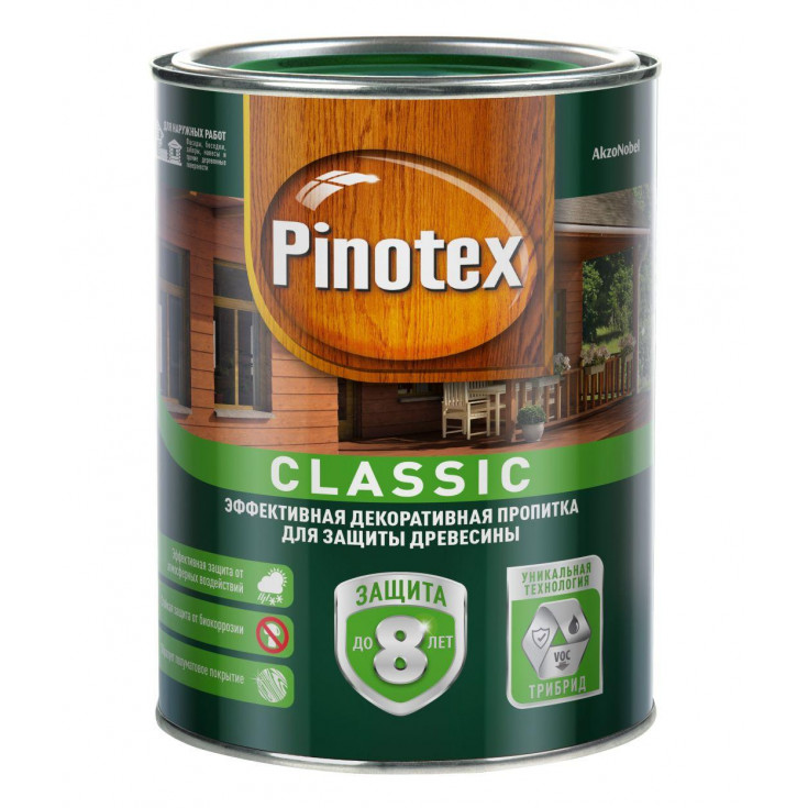 Пропитка Pinotex Classic 1л для дерева Красное дерево