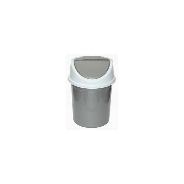 Контейнер для мусора 4л перекидн верх овал серо/бел (040458)